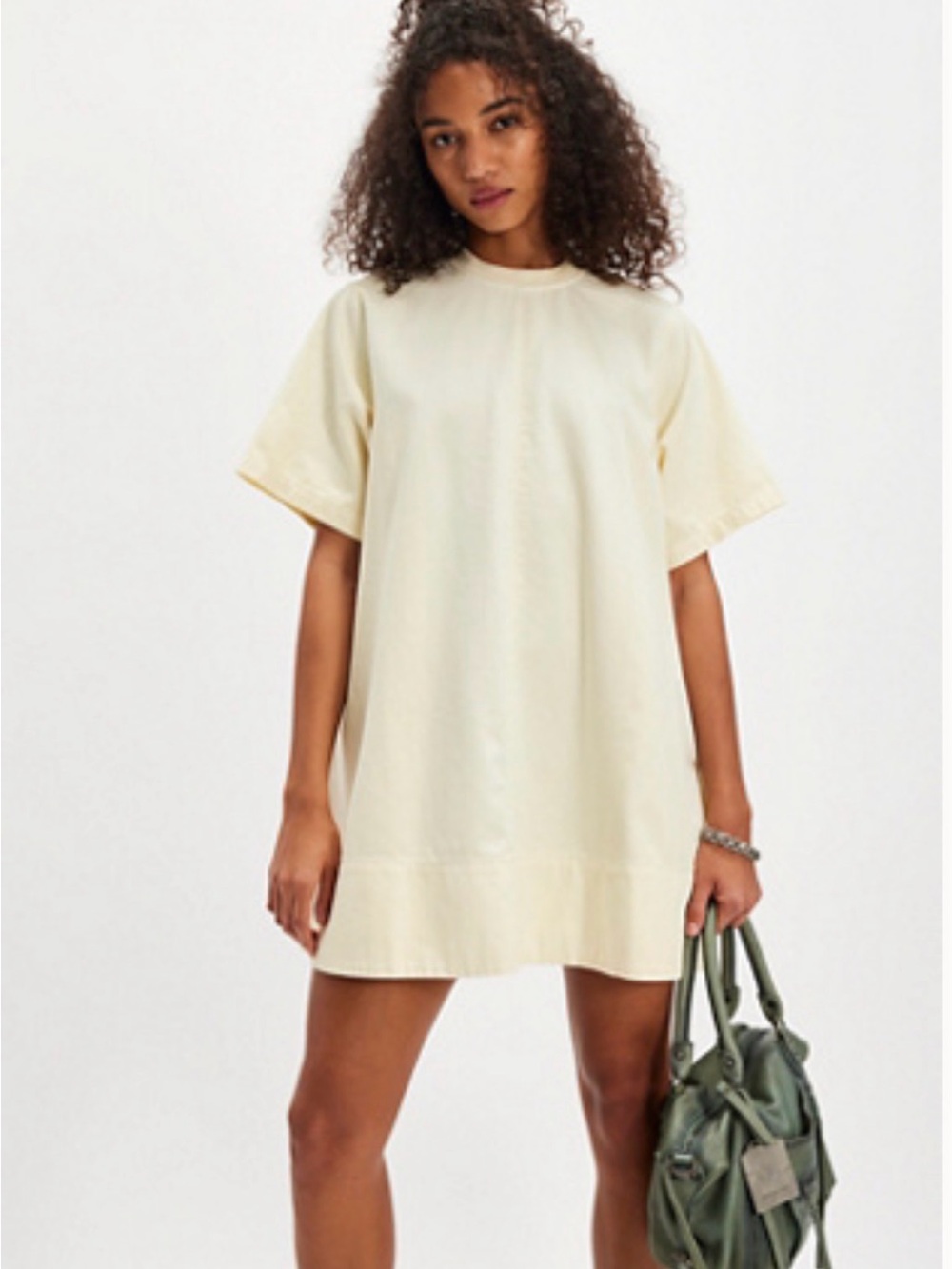 Free People Cream Mini T-Shirt Dress